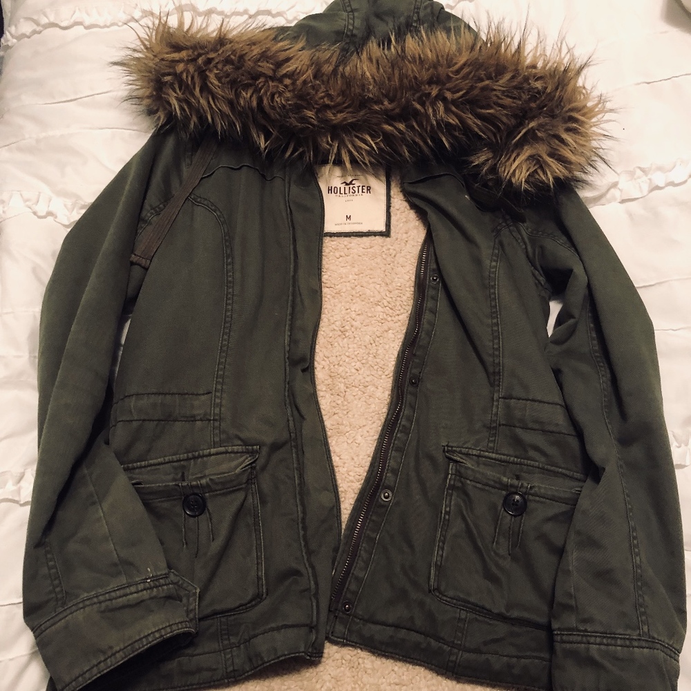 Hollister Parka Coat with Fur Hood - Picture 1 of 1